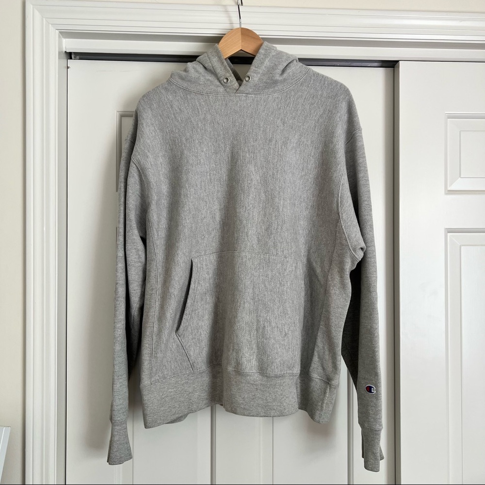 Gray Champion Reverse Weave Pullover Hoodie Sweatshirt Men’s L